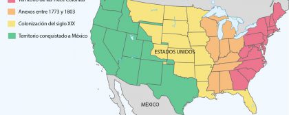 Mapa de la expansión hacia el oeste de Estados Unidos